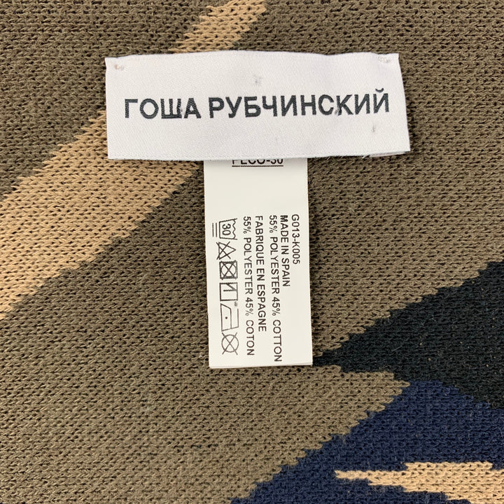 GOSHA RUBCHINSKIY Multi-Color Camoflage Cotton Blend Knitt Scarf