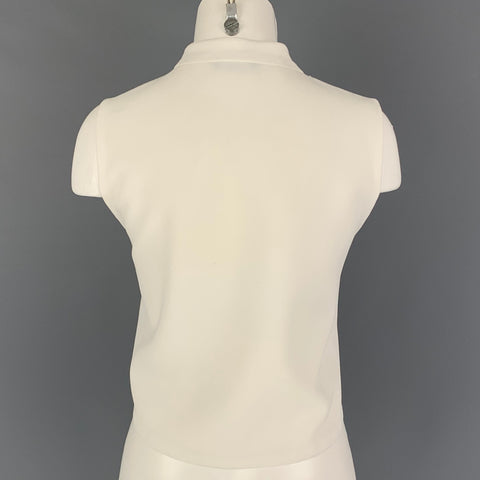 KAAREM Size XS Cream Polyester Sleeveless Cropped Dress Top