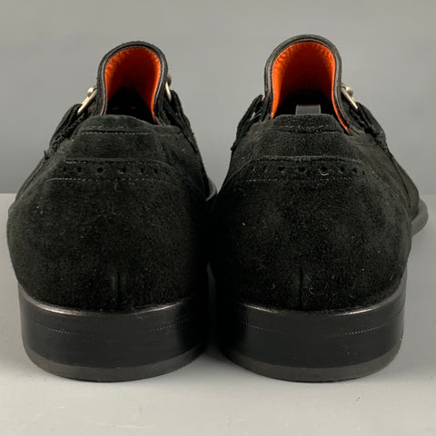 MEZLAN Size 9.5 Black Perforated Suede Loafers