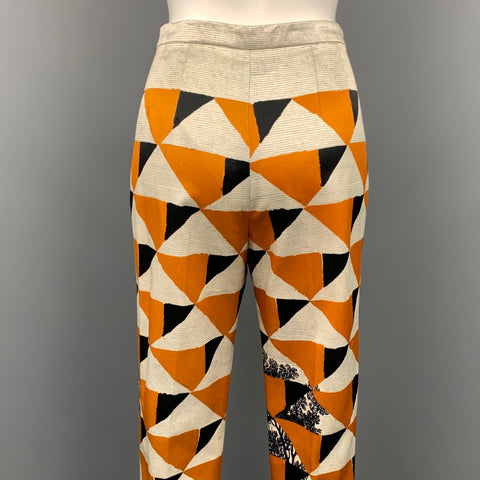 DRIES VAN NOTEN Taille 6 Pantalon habillé ajusté en coton / viscose crème et moutarde