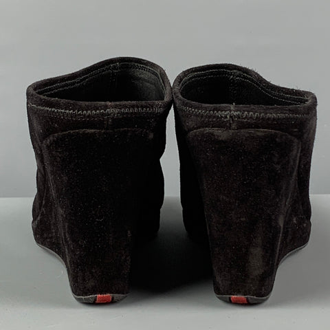 PRADA Size 7.5 Black Suede Slip On Boots