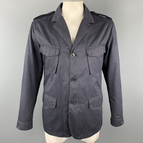 Z ZEGNA SPORT Size L Navy Waterproof Layered Military Jacket