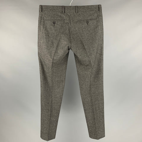 SANDRO Size 32 Grey Black Grid Wool Elastane Zip Fly Dress Pants