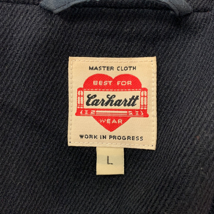 Vintage CARHARTT Size L Navy Twill Wool Polyester Single Breasted Jacket
