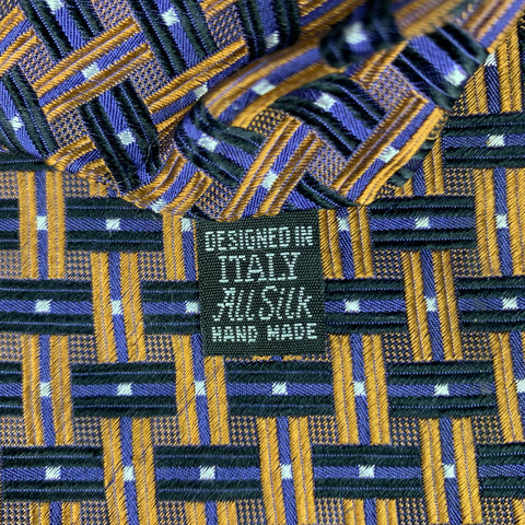 ROCHESTER Purple Orange Woven Silk Tie