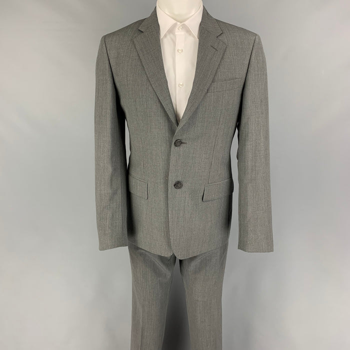 PRADA Size 40 Grey Silver Pinstripe Virgin Wool Silk Suit