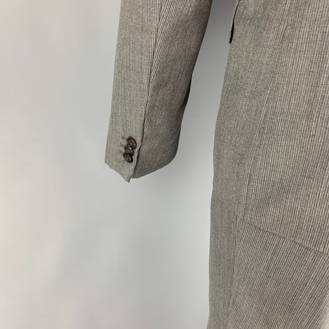 PRADA Taille 40 Costume en soie et laine vierge à fines rayures argentées gris