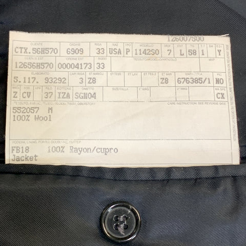 ERMENEGILDO ZEGNA Talla 48 Abrigo deportivo largo con solapa de muesca de lana a cuadros azul marino largo
