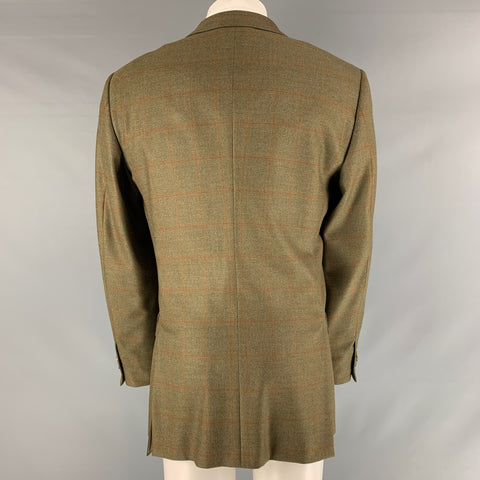 ERMENEGILDO ZEGNA Size 40 Green Orange Plaid Wool Sport Coat
