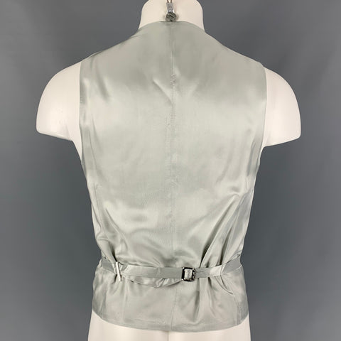 BARNEYS NEW YORK Size M Silver Diagonal Stripe Silk Buttoned Vest
