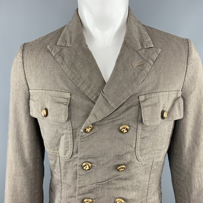 COMME des GARCONS HOMME PLUS Size M Olive Textured Double Breasted Military Jacket