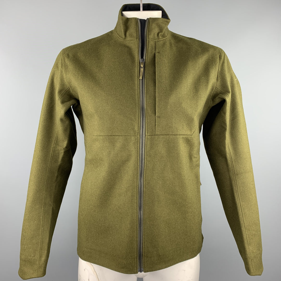 ARCTERYX Size M Olive Wool Zip Up High Collar Diplomat Jacket