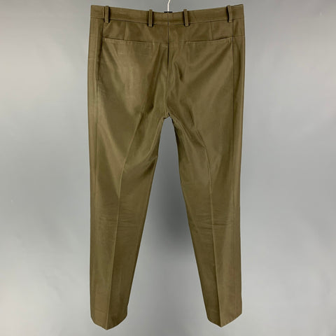 BALENCIAGA Size 34 Olive Flat Front Dress Pants