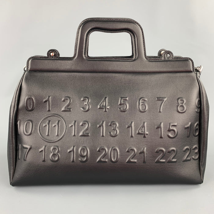 MAISON MARGIELA Black Embossed Leather Briefcase Bag