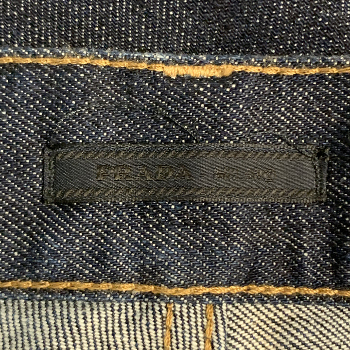 PRADA Size 33 Indigo Contrast Stitch Denim Button Fly Jeans