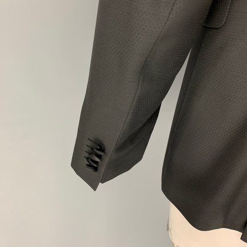 SAND Size 46 Black Nailhead Wool Blend Shawl Collar Sport Coat