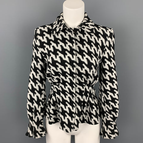 ARMANI COLLEZIONI Talla S Chaqueta peplum texturizada en blanco y negro