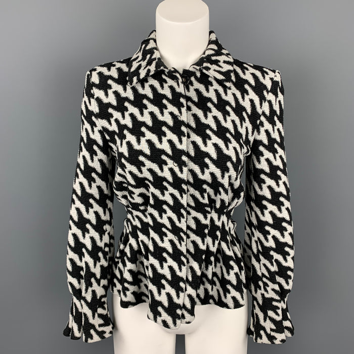 ARMANI COLLEZIONI Size S Black & White Textured Peplum Jacket