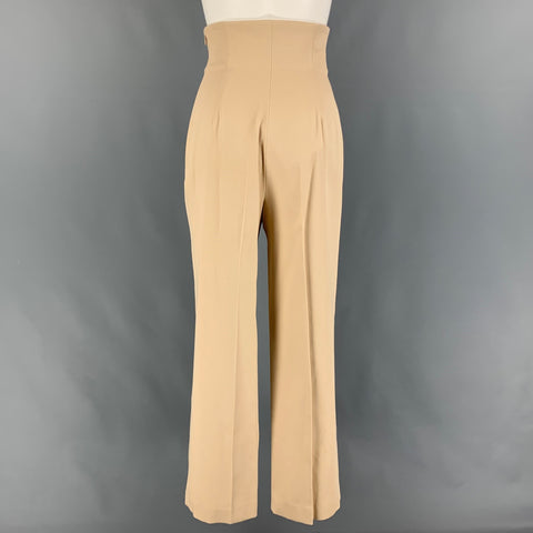 ALAIA Talla 4 Pantalón de vestir de talle alto de algodón beige