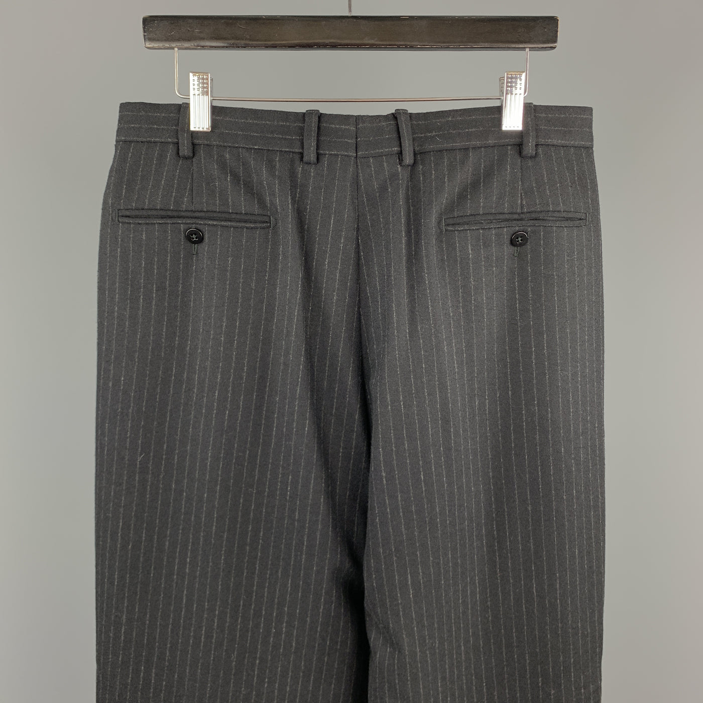 WILKES BASHFORD Size 34 Black & White Stripe Wool / Cashmere Pleated Dress Pants