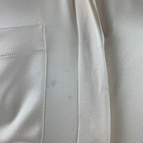 BALMAIN Top de vestido con botones ocultos de seda color crema talla 8