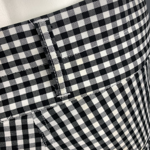 COMME des GARCONS GANRYU Size S Black & White Gingham Cotton Drop-Crotch Pants