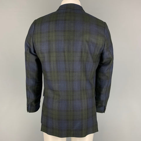 PAUL SMITH Size 38 Black Green Navy Blackwatch Plaid Sport Coat
