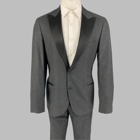 BRUNELLO CUCINELLI Talla 38 Traje de esmoquin en mezcla de lana gris negro