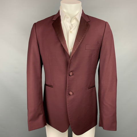 PAUL SMITH Kensington Fit Size 40 Regular Burgundy Wool / Mohair Sport Coat