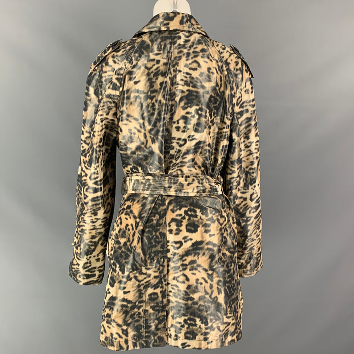 CARLISLE Taille 10 Manteau ceinturé en polyester à imprimé animal beige et noir