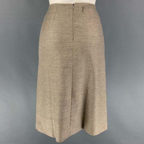 HERMES Size 4 Taupe Cashmere A-Line Skirt
