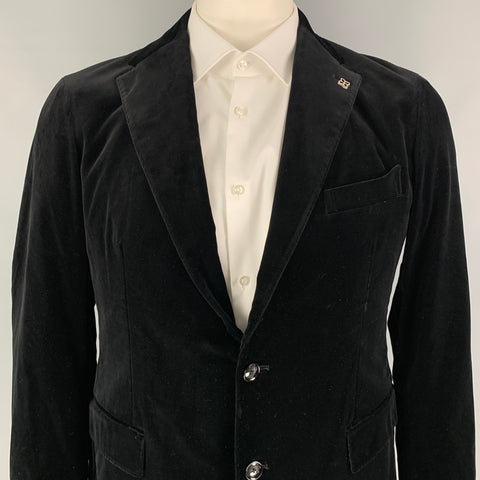 TAGLIATORE Taille 42 Manteau de sport en mélange de coton et velours noir régulier