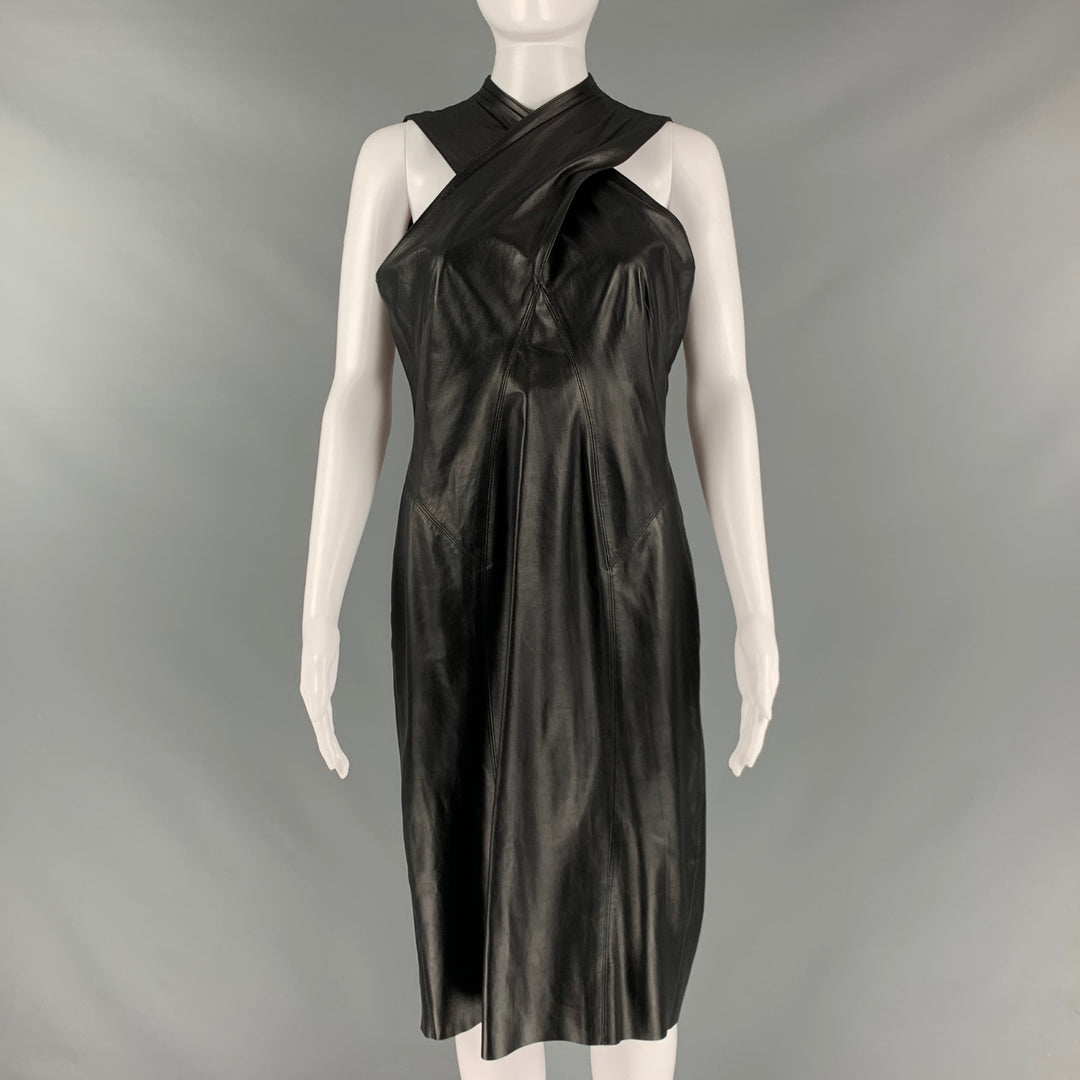 knee length dresses for ladies Vintage Ralph Lauren Collection A/W 2013 Runway Pleated Leather Strip Gown  – Recess main image 1