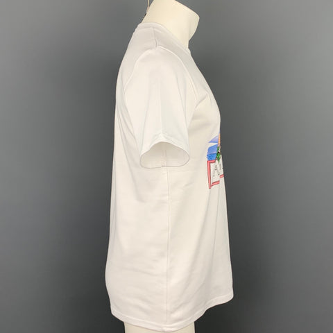 CASABLANCA Talla S Camiseta gráfica de algodón blanca