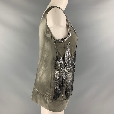 PHILOSOPHY di ALBERTA FERRETTI Size 4 Grey Silver Silk Sleeveless Blouse