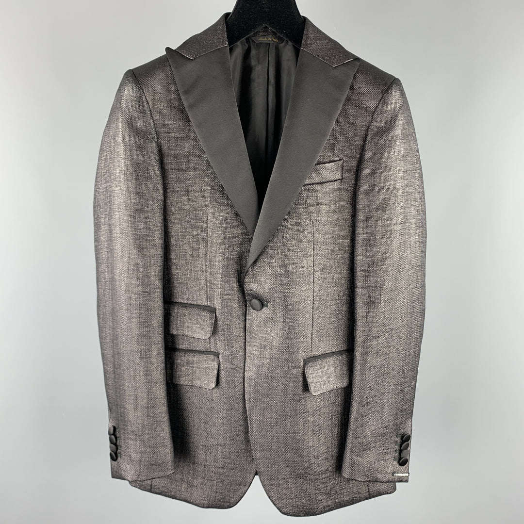 J. LINDEBERG Size 36 Black Woven Cotton Blend Peak Lapel Sport Coat