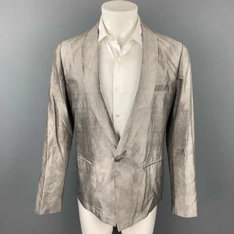 PAUL SMITH Size M Grey Textured Silk Shawl Collar Sport Coat