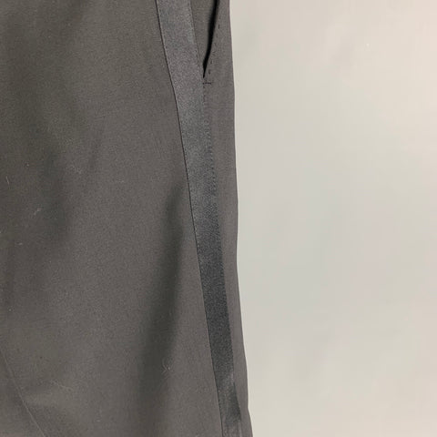 DOLCE &amp; GABBANA Talla 36 Pantalón de vestir de esmoquin de mezcla de lana negro