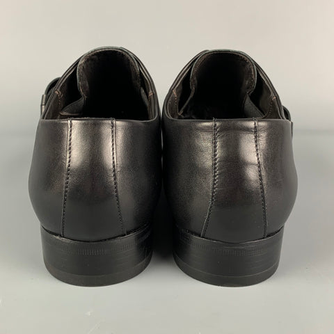 DSQUARED2 Size 11 Black Leather Belted Loafers