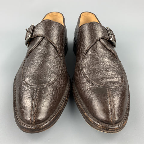 WILSON and DEAN Size 9.5 Brown Textured Leather Monk Strap Loafers