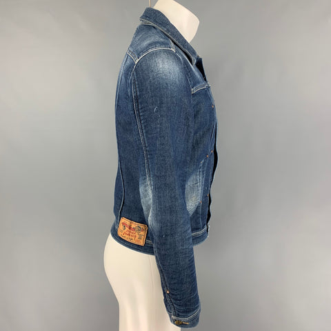 DIESEL Size M Indigo Wash Cotton Blend Trucker Jacket