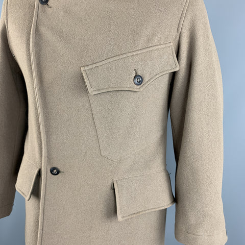 ANDREW MACKENZIE Size M Taupe Wool Blend Double Breasted Epaulettes Long Coat