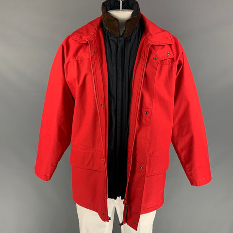 PAUL STUART Taille 40 Veste Double Polyester / Coton Rouge &amp; Marine