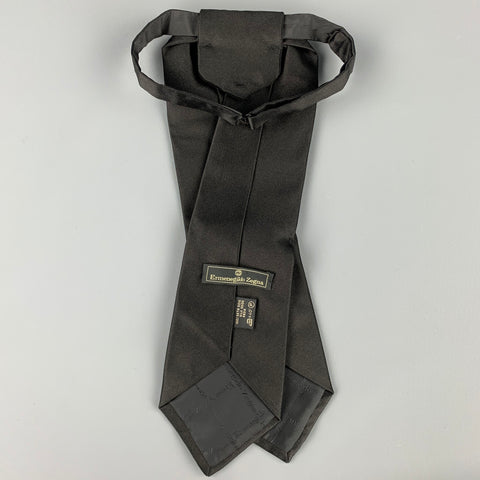 ERMENEGILDO ZEGNA Black Satin Silk Ascot