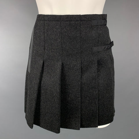 PRADA Mini-jupe plissée en laine vierge anthracite taille 2