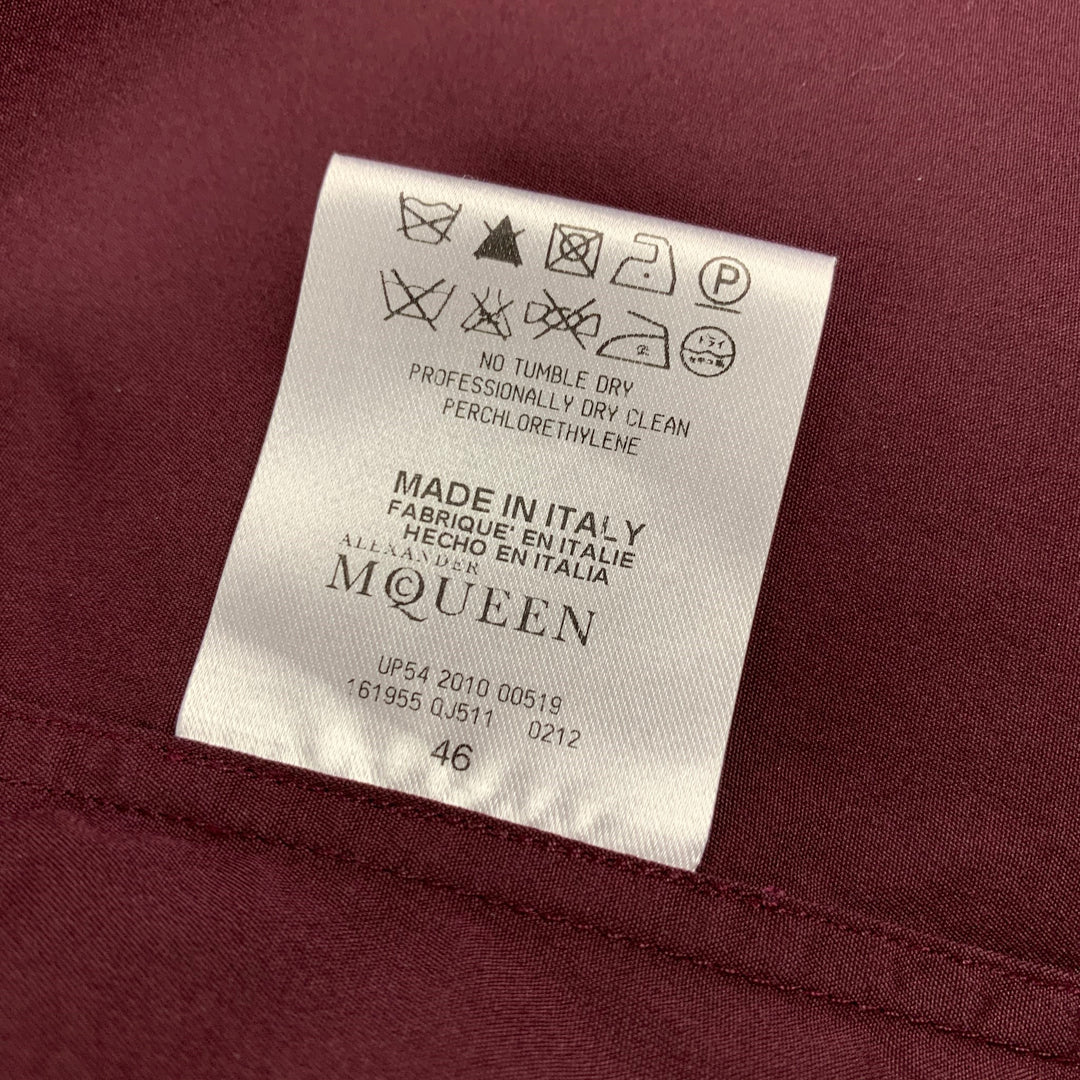 ALEXANDER MCQUEEN Size XS Burgundy Two Toned Cotton Long Sleeve Shirt