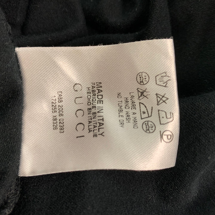 GUCCI Talla S Camiseta negra de algodón y elastano con cuello en V lisa