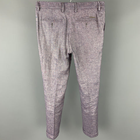 MESSAGERIE Size 32 Purple Heather Linen Blend Cuffed Dress Pants
