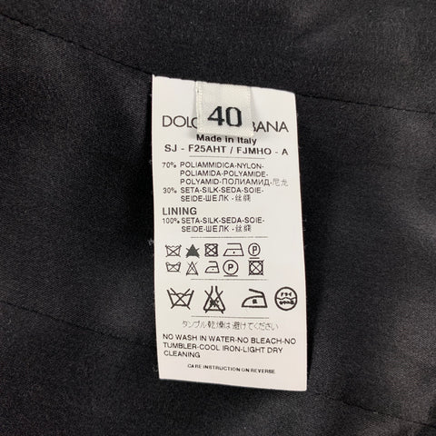 DOLCE & GABBANA Size 4 Black Jacquard Nylon / Silk Textured Jacket