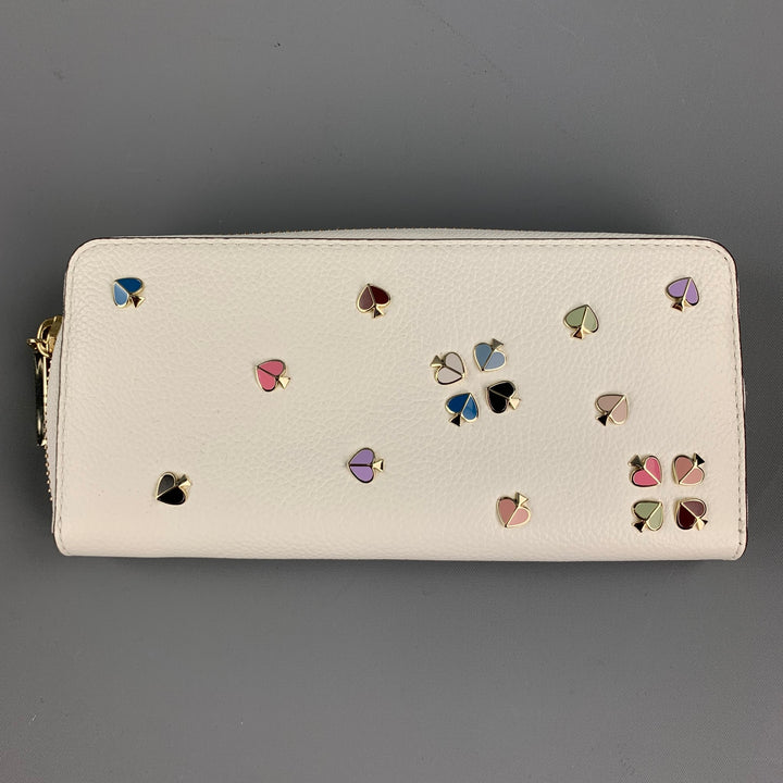 KATE SPADE Off White Leather Embellished Rectangle Wallet